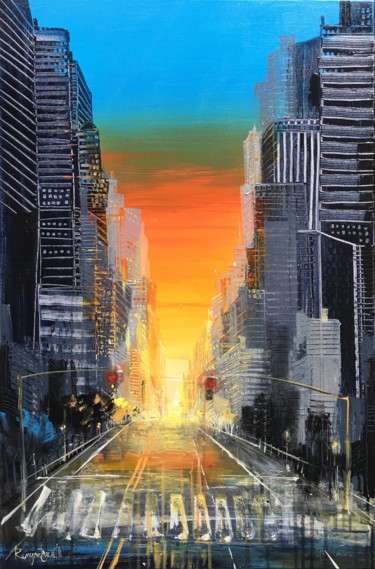 Pittura intitolato "New York Skyline -…" da Irina Rumyantseva, Opera d'arte originale, Acrilico