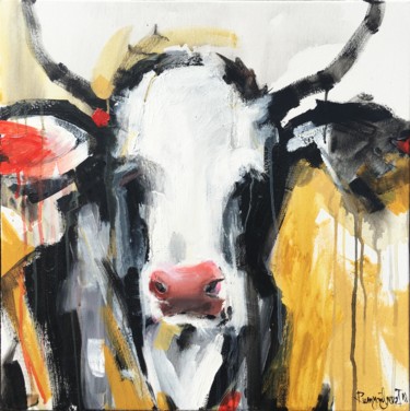 Ζωγραφική με τίτλο "Cow C01N05" από Irina Rumyantseva, Αυθεντικά έργα τέχνης, Ακρυλικό