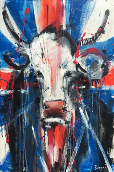 Painting titled "Brit Cow 3" by Irina Rumyantseva, Original Artwork, Acrylic