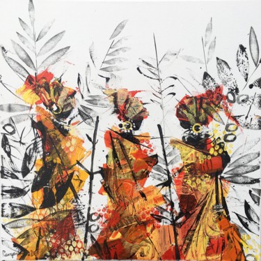 Картина под названием "African Tribal Wome…" - Irina Rumyantseva, Подлинное произведение искусства, Акрил