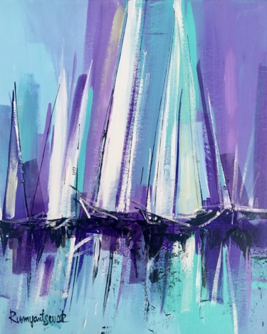 Картина под названием "The Yacht Race C01N…" - Irina Rumyantseva, Подлинное произведение искусства, Акрил