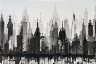 Peinture intitulée "View Over Manhattan…" par Irina Rumyantseva, Œuvre d'art originale, Acrylique