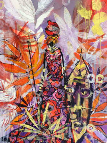 Pintura intitulada "Spirit Of Africa" por Irina Rumyantseva, Obras de arte originais, Acrílico Montado em Armação em madeira