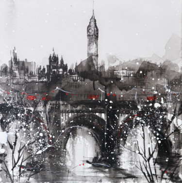 Malerei mit dem Titel "London Cityscape" von Irina Rumyantseva, Original-Kunstwerk, Acryl