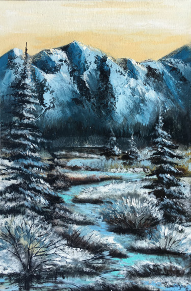 제목이 "Winter Landscape 3"인 미술작품 Irina Rumyantseva로, 원작, 아크릴 나무 들것 프레임에 장착됨