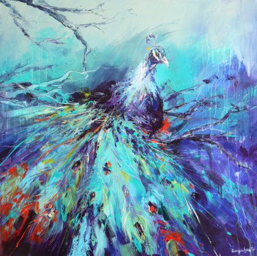 Картина под названием "Peacock" - Irina Rumyantseva, Подлинное произведение искусства, Акрил Установлен на Деревянная рама д…