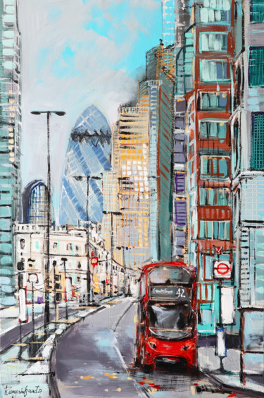 Pintura titulada "London Street View" por Irina Rumyantseva, Obra de arte original, Acrílico Montado en Bastidor de camilla…