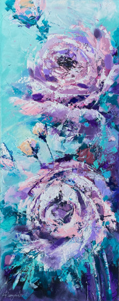 Painting titled "Pink Blossoming Flo…" by Irina Rumyantseva, Original Artwork, Acrylic