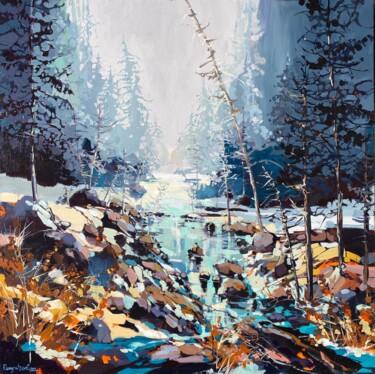 Painting titled "Where The River Run…" by Irina Rumyantseva, Original Artwork, Acrylic Mounted on Wood Stretcher frame