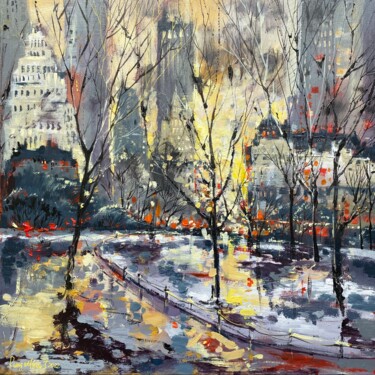 Картина под названием "New York - View Fro…" - Irina Rumyantseva, Подлинное произведение искусства, Акрил Установлен на Дере…