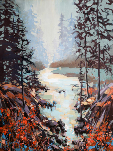 Painting titled "Where The River Run…" by Irina Rumyantseva, Original Artwork, Acrylic