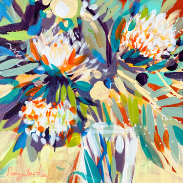 Картина под названием "Flowers In A Glass…" - Irina Rumyantseva, Подлинное произведение искусства, Акрил Установлен на Дерев…