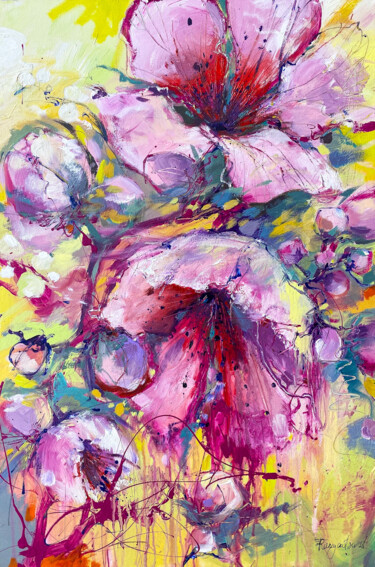Pittura intitolato "Vibrant Flowers" da Irina Rumyantseva, Opera d'arte originale, Acrilico Montato su Telaio per barella in…