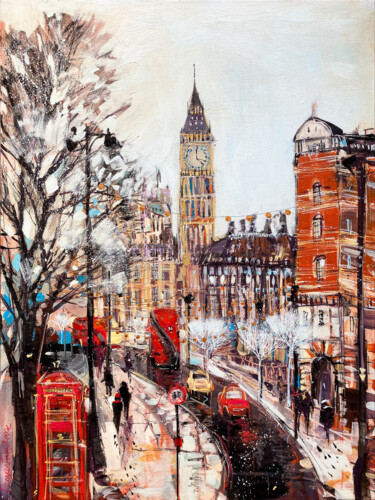 Pintura intitulada "London skyline - Ro…" por Irina Rumyantseva, Obras de arte originais, Acrílico Montado em Armação em mad…