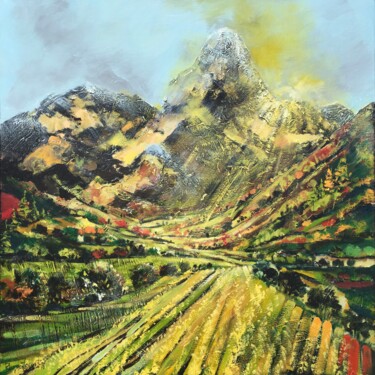 Pittura intitolato "Mountain Pasture" da Irina Rumyantseva, Opera d'arte originale, Acrilico Montato su Telaio per barella i…