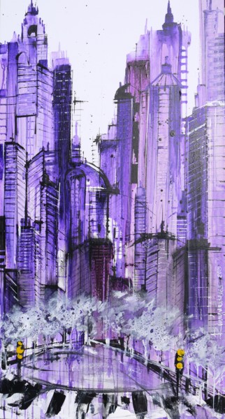 Pintura titulada "City Dreams 3" por Irina Rumyantseva, Obra de arte original, Acrílico