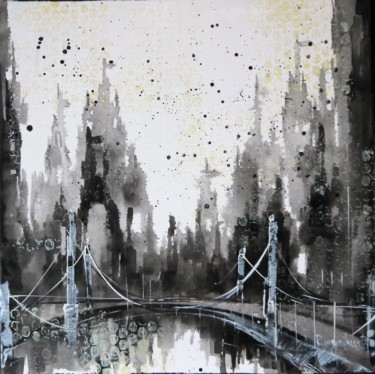 Painting titled "Black And White Sky…" by Irina Rumyantseva, Original Artwork, Acrylic