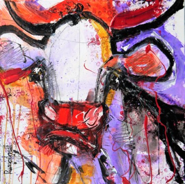 Картина под названием "Gazing Cow 4" - Irina Rumyantseva, Подлинное произведение искусства, Акрил