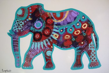 Painting titled "Elephant 2" by Irina Rumyantseva, Original Artwork, Acrylic