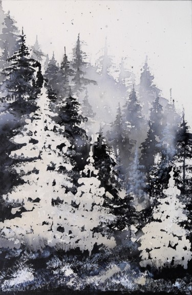 Schilderij getiteld "Mist At Dawn" door Irina Rumyantseva, Origineel Kunstwerk, Acryl