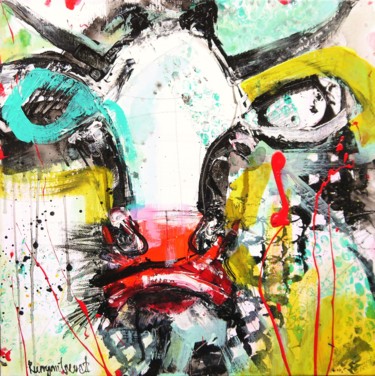 Painting titled "Nosey Cow 4" by Irina Rumyantseva, Original Artwork, Acrylic