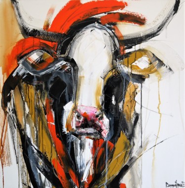 Malerei mit dem Titel "Charming Cow 4" von Irina Rumyantseva, Original-Kunstwerk, Acryl