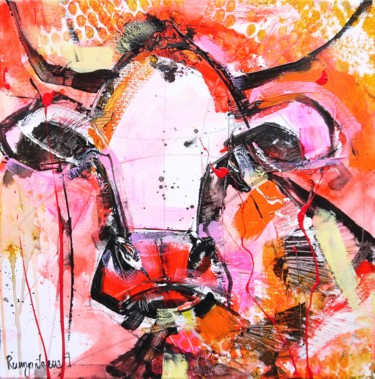 Pittura intitolato "Nosey Cow 10" da Irina Rumyantseva, Opera d'arte originale, Acrilico
