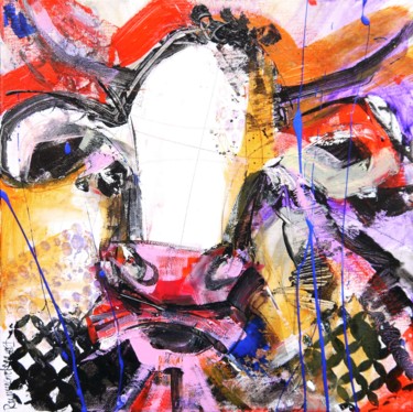 Malerei mit dem Titel "Nosey Cow 11" von Irina Rumyantseva, Original-Kunstwerk, Acryl