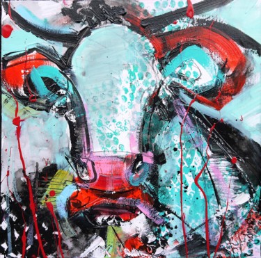 Peinture intitulée "Nosey Cow 12" par Irina Rumyantseva, Œuvre d'art originale, Acrylique