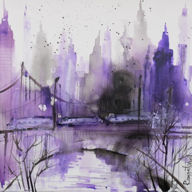 Schilderij getiteld "Midtown Skyline" door Irina Rumyantseva, Origineel Kunstwerk, Acryl