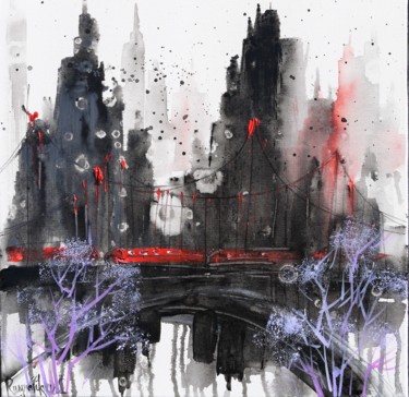 Pittura intitolato "City Crossing 2" da Irina Rumyantseva, Opera d'arte originale, Acrilico