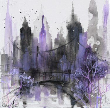 Schilderij getiteld "Midtown Skyline 2" door Irina Rumyantseva, Origineel Kunstwerk, Acryl