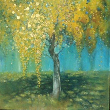 Peinture intitulée "Arbol dorado" par Iwirt, Œuvre d'art originale, Huile