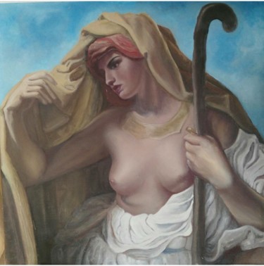 Peinture intitulée "The lady" par Irini Chi, Œuvre d'art originale, Huile