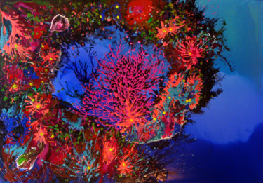 Peinture intitulée "Coral Reef" par Irini Karpikioti, Œuvre d'art originale, Acrylique