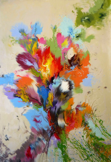 Pittura intitolato "Abstract flowers" da Irini Karpikioti, Opera d'arte originale, Acrilico