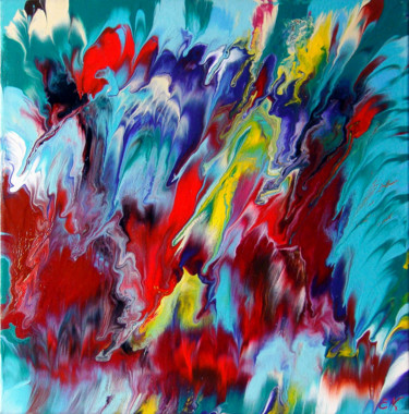 Schilderij getiteld "Magic Flowers" Abst…" door Irini Karpikioti, Origineel Kunstwerk, Acryl