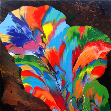 Peinture intitulée "Abstract flower" par Irini Karpikioti, Œuvre d'art originale, Acrylique