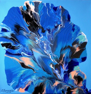Картина под названием "Blue Flower" - Irini Karpikioti, Подлинное произведение искусства, Акрил