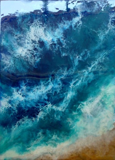 Peinture intitulée "Sea Waves, Resin Art" par Irini Karpikioti, Œuvre d'art originale, Acrylique