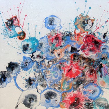 Abstract flowers 23.6x23.6x1.2 in © by IRINI KARPIKIOTI