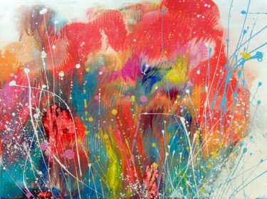 Peinture intitulée ""Splashes" #4 Abstr…" par Irini Karpikioti, Œuvre d'art originale, Acrylique