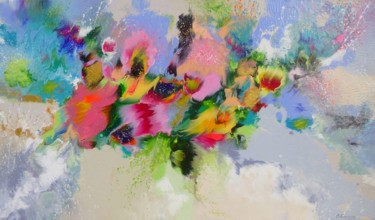 Malerei mit dem Titel "Abstract Colorful F…" von Irini Karpikioti, Original-Kunstwerk, Acryl