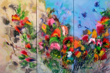 Pittura intitolato "XL TRIPTYCH "Spring…" da Irini Karpikioti, Opera d'arte originale, Acrilico