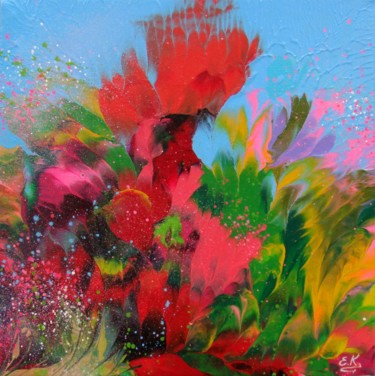 Pintura intitulada ""Poppies" Abstract…" por Irini Karpikioti, Obras de arte originais, Acrílico