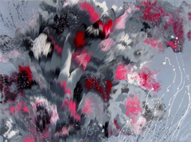 Painting titled ""Pink and Grey Flow…" by Irini Karpikioti, Original Artwork, Acrylic