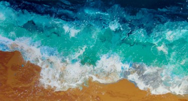 Painting titled "Summer Beach, Waves" by Irini Karpikioti, Original Artwork, Acrylic