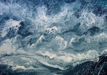 Malerei mit dem Titel ""Grey Seascape" LAR…" von Irini Karpikioti, Original-Kunstwerk, Acryl