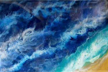 Malerei mit dem Titel ""Blue ocean" LARGE…" von Irini Karpikioti, Original-Kunstwerk, Acryl