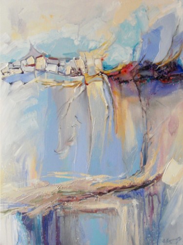 Painting titled "Abstract landscape" by Irini Karpikioti, Original Artwork, Acrylic